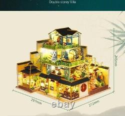 DIY Chinese Style Big Wooden Dollhouse Kit with Furniture, Collectible Toy Gift
