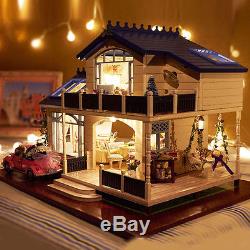 DIY Dollhouse Furniture Wooden Model Kits House With LED Light Xmas Child Gift