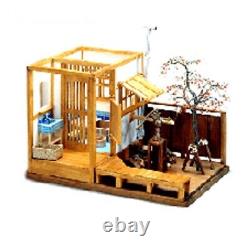 DIY Dollhouse Kit Japanese Retro Bathroom 1/12 Miniature Room Wooden Handcraft