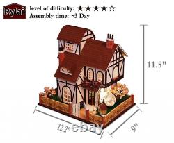 DIY Dollhouse Miniature Furniture Old English Flower Town House Kit