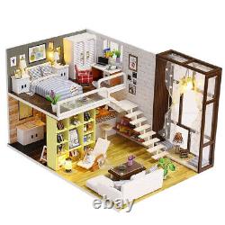 DIY Dollhouse Miniature Kit Simple House with LED Light, Music, Furniture Gift