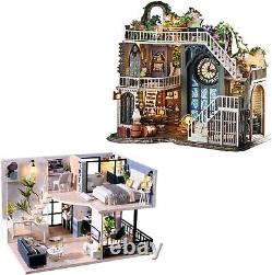 DIY Dollhouse Miniature with Furniture DIY Wooden Dollhouse Kit Plus Dust Proof