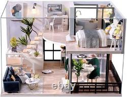 DIY Dollhouse Miniature with Furniture DIY Wooden Dollhouse Kit Plus Dust Proof