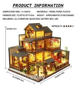 DIY Dollhouse Miniature with Wooden Furniture, DIY Dollhouse Kit Big Japanese