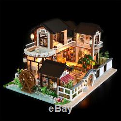 DIY Dollhouse Oriental Chinese Miniature Doll House Furniture Kit LED Lights