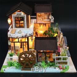DIY Dollhouse Oriental Chinese Miniature Doll House Furniture Kit LED Lights