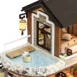 DIY Dollhouse Oriental Chinese Miniature Doll House Furniture Kit LED Lights