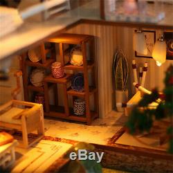 DIY Dollhouse Oriental Chinese Miniature Doll House Furniture Kit LED Lights