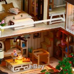 DIY Dollhouse Oriental Chinese Miniature Doll House Furniture Kit LED Lights