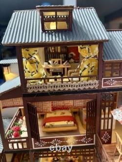 DIY Dollhouse kit already assembled oriental garden with house