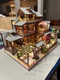 DIY Dollhouse kit already assembled oriental garden with house