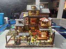 DIY Dollhouse kit already assembled oriental garden with house