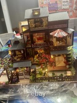 DIY Dollhouse kit already assembled oriental garden with house