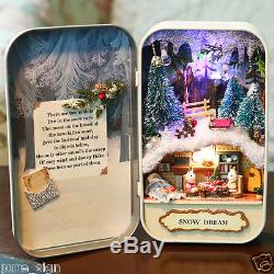 DIY Handcraft Miniature Project Kit Dolls House The Snow Dream Tin Box 2 Colours