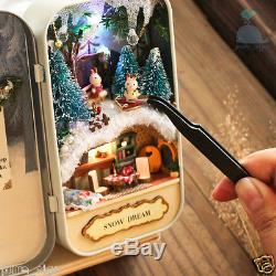 DIY Handcraft Miniature Project Kit Dolls House The Snow Dream Tin Box 2 Colours