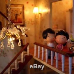 DIY Handcraft Miniature Project Kit Wooden Dolls House LED Lights Music Vil V9V1
