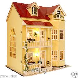 DIY Handcraft Miniature Project Kit Wooden Dolls House LED Lights Music Villa