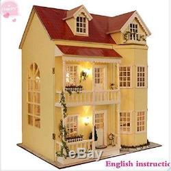 DIY Hobby Wooden Dolls House Handcraft Miniature Kit Large Villa & 200 Furniture