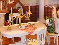 DIY Hobby Wooden Dolls House Handcraft Miniature Kit Large Villa & 200 Furniture