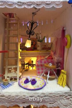 DIY Large Wooden House Kids Doll Kit Play Dollhouse Miniatures Furniture Collect