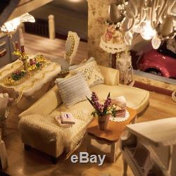 DIY Loft Apartments Dollhouse Wooden Furniture LED Kit Children Birthday Gifts