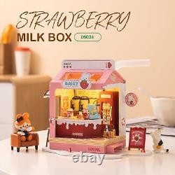 DIY Mini House Building Miniature Kit Strawberry Milkbox Teddy's