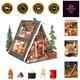 DIY Miniature A-Frame Cabin Kit 3D Wooden Puzzle with Openable Skylight