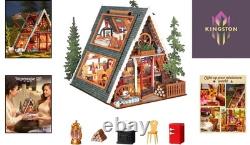 DIY Miniature A-Frame Cabin Kit 3D Wooden Puzzle with Openable Skylight