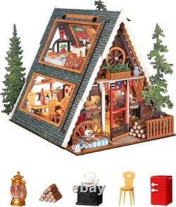 DIY Miniature A-Frame Cabin Kit 3D Wooden Puzzle with Openable Skylight