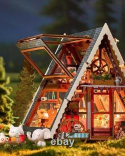 DIY Miniature A-Frame Cabin Kit 3D Wooden Puzzle with Openable Skylight