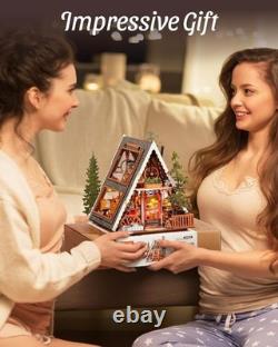DIY Miniature A-Frame Cabin Kit 3D Wooden Puzzle with Openable Skylight