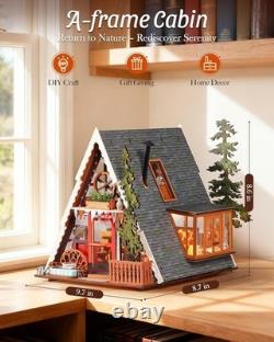 DIY Miniature A-Frame Cabin Kit 3D Wooden Puzzle with Openable Skylight