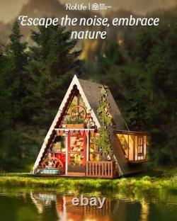 DIY Miniature A-Frame Cabin Kit 3D Wooden Puzzle with Openable Skylight