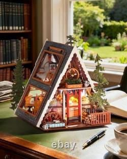 DIY Miniature A-Frame Cabin Kit 3D Wooden Puzzle with Openable Skylight