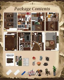 DIY Miniature Book Nook Kit Cafe Dollhouse LED Wooden Bookshelf for Adults