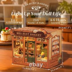 DIY Miniature Book Nook Kit Dollhouse LED Bookshelf Insert Bookend for Adults