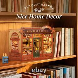 DIY Miniature Book Nook Kit Dollhouse LED Bookshelf Insert Bookend for Adults