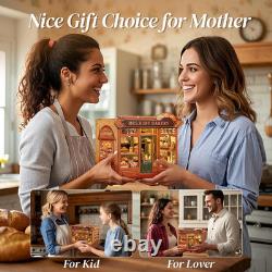 DIY Miniature Book Nook Kit Dollhouse LED Bookshelf Insert Bookend for Adults