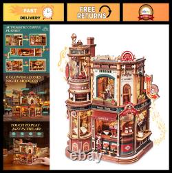 DIY Miniature Coffee Factory Kit 3D Wooden Puzzle with Music Box & LED Lights