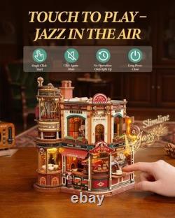 DIY Miniature Coffee Factory Kit 3D Wooden Puzzle with Music Box & LED Lights