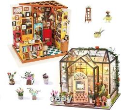 DIY Miniature Dollhouse Greenhouse Building Room Kit Wooden Diorama Book Nook
