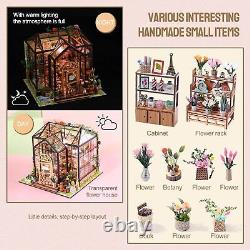 DIY Miniature Dollhouse Greenhouse Building Room Kit Wooden Diorama Book Nook
