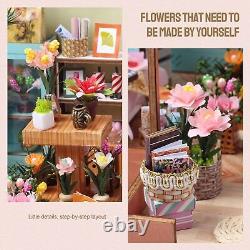 DIY Miniature Dollhouse Greenhouse Building Room Kit Wooden Diorama Book Nook
