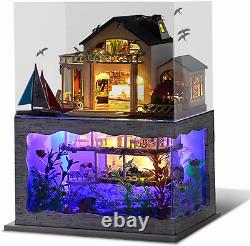 DIY Miniature Dollhouse Kit, DIY Dollhouse Kit Tiny House Wooden Toy Gift with F