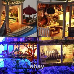 DIY Miniature Dollhouse Kit, DIY Dollhouse Kit Tiny House Wooden Toy Gift with F