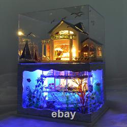 DIY Miniature Dollhouse Kit, DIY Dollhouse Kit Tiny House Wooden Toy Gift with F