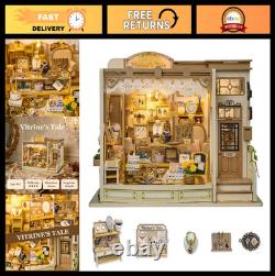 DIY Miniature Dollhouse Kit Jewelry Shop 3D Wooden Puzzle Model with LED Light