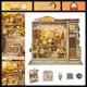 DIY Miniature Dollhouse Kit Jewelry Shop 3D Wooden Puzzle Model with LED Light