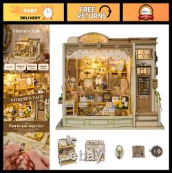 DIY Miniature Dollhouse Kit Jewelry Shop 3D Wooden Puzzle Model with LED Light