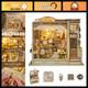 DIY Miniature Dollhouse Kit Jewelry Shop 3D Wooden Puzzle Model with LED Light